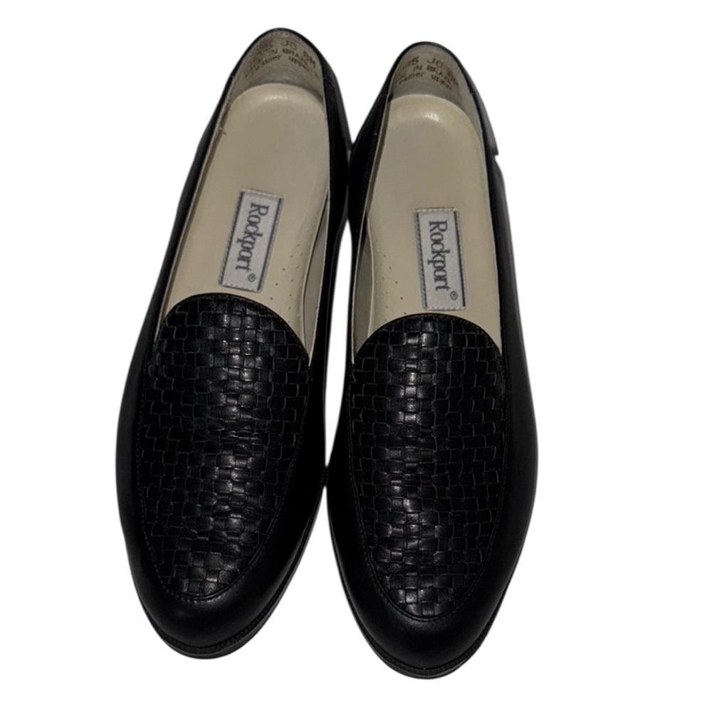 Rockport Amazonas Black Textured Leather Loafers size 8